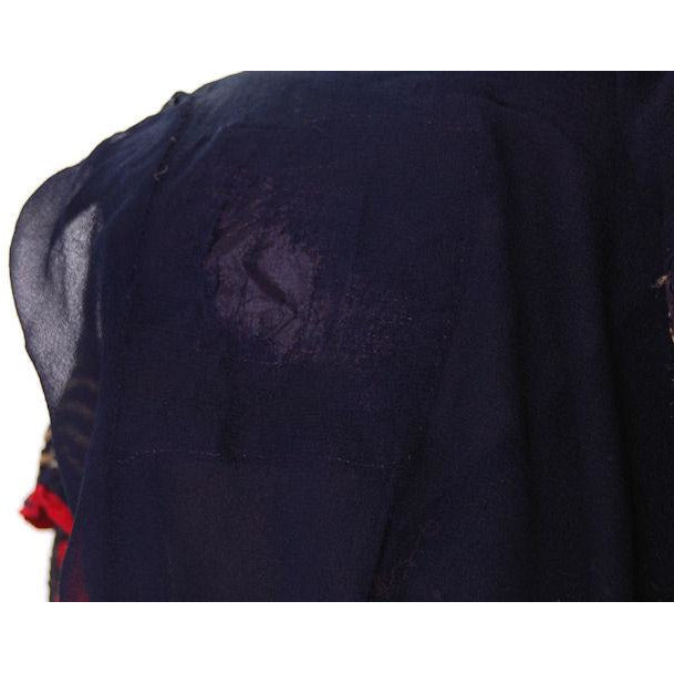 Vintage Antique Edwardian Navy Silk Pongee Blouse Embroidered Downton Abbey Era 48" Bust Women's,New Arrivals The Best Vintage Clothing