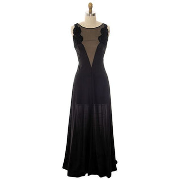 Vintage Black Nylon Full Length Negligee Blanche by Ralph Montenero 1970s L - The Best Vintage Clothing
 - 1
