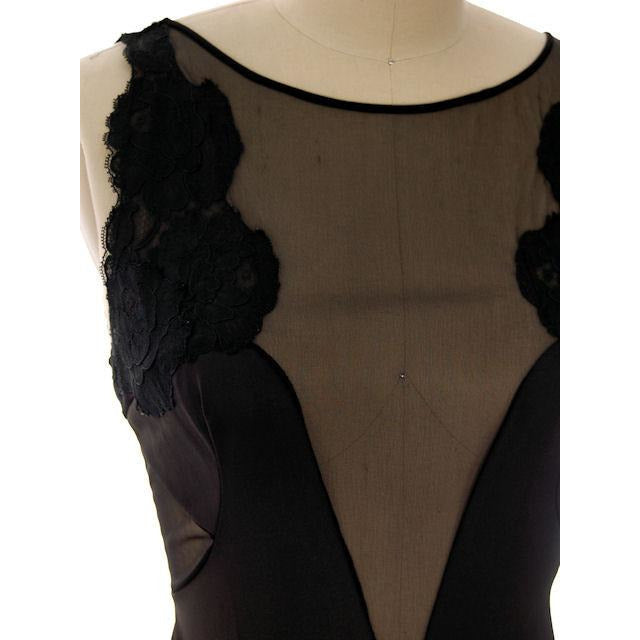 Vintage Black Nylon Full Length Negligee Blanche by Ralph Montenero 1970s L Women's Ralph Montenero