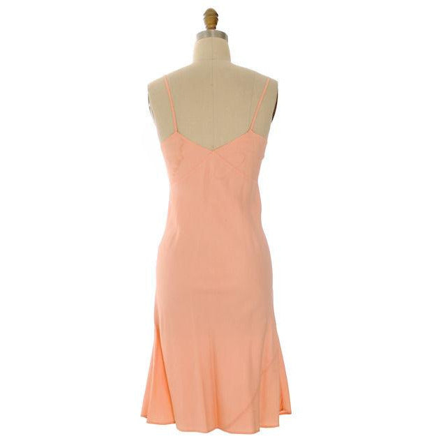 Vintage 1930s Full Slip Bias Cut Peach Rayon Lace Trim Womens Sz 36 NWOT Women's,New Arrivals The Best Vintage Clothing