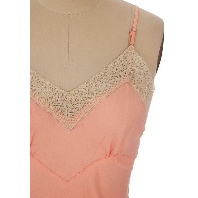 Vintage 1930s Full Slip Bias Cut Peach Rayon Lace Trim Womens Sz 36 NWOT Women's,New Arrivals The Best Vintage Clothing