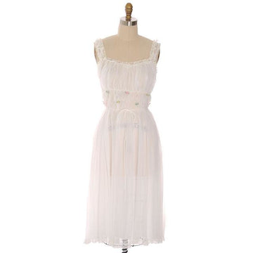 Vintage Nightgown White Sheer Nylon 1950s Gotham Smocked Bodice Sz 36 ...