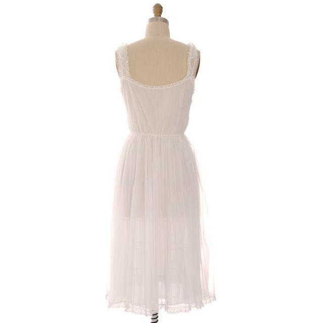 Vintage Nightgown White Sheer Nylon 1950s Gotham Smocked Bodice Sz 36 Women's,New Arrivals Gotham