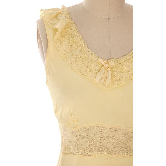 Vintage Nightgown Bias Cut Yellow Rayon w/ Lace Insets Sz 38 1930s Women's,New Arrivals The Best Vintage Clothing