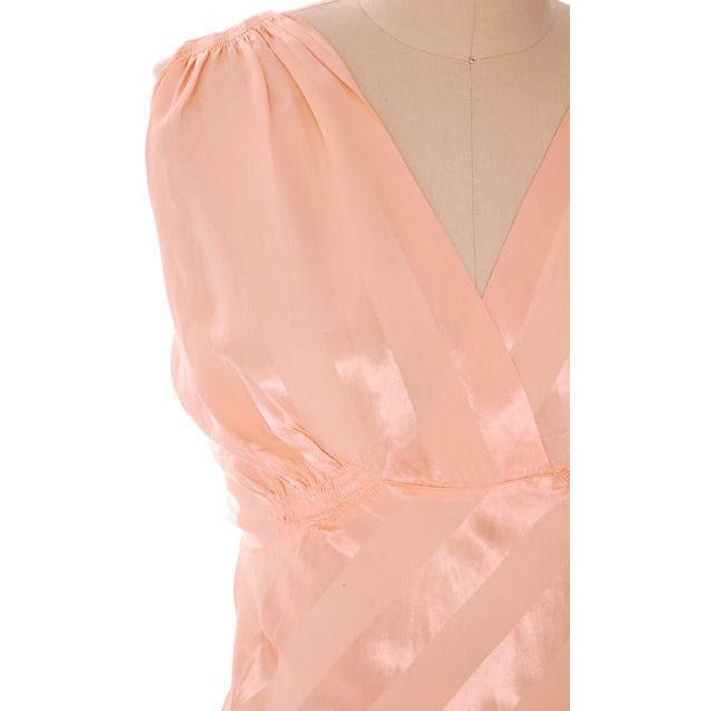 Vintage Nightgown Bias Cut Satin Stripe Rayon Peach Great Back 1930s Sz 36 Women's,New Arrivals vendor-unknown