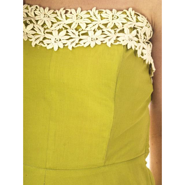 Vintage Sun Dress Chartreuse Green Cotton Full Skirt/Bolero Jacket 1940s 34-28-Free Women's,New Arrivals vendor-unknown