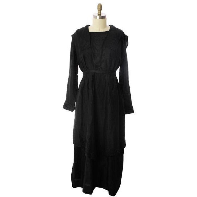 Womens Early 1920s Antique Dress Black Silk Faille Edwardian Large 48 Bust Women's,New Arrivals The Best Vintage Clothing