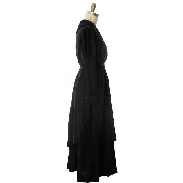 Womens Early 1920s Antique Dress Black Silk Faille Edwardian Large 48 Bust Women's,New Arrivals The Best Vintage Clothing