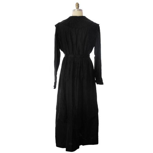 Womens Early 1920s Antique Dress Black Silk Faille Edwardian Large 48 Bust Women's,New Arrivals The Best Vintage Clothing