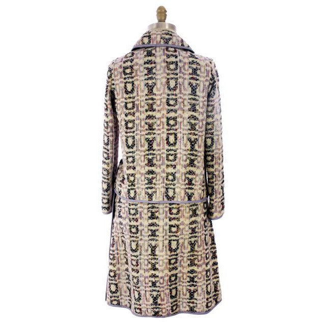 Vintage Bonnie Cashin Suit Wool Boucle Pastels Leather Trimmed 1960s 42-30-40 Women's Bonnie Cashin