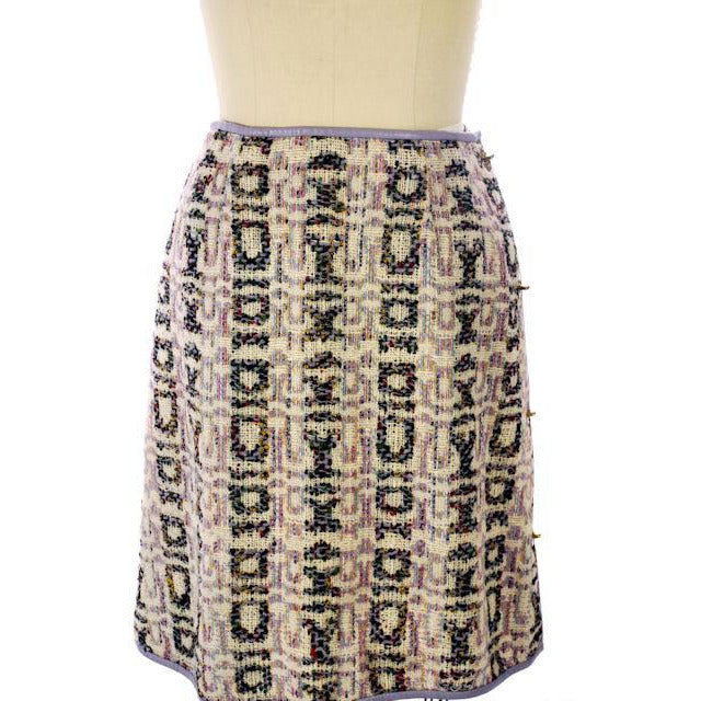 Vintage Bonnie Cashin Suit Wool Boucle Pastels Leather Trimmed 1960s 42-30-40 Women's Bonnie Cashin