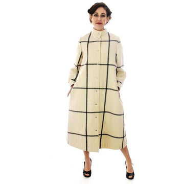 Vintage Vuokko Suomi Finland A-line Coat Plaid 1970s US Size 4-6 EU 36 marimekko Vuokko