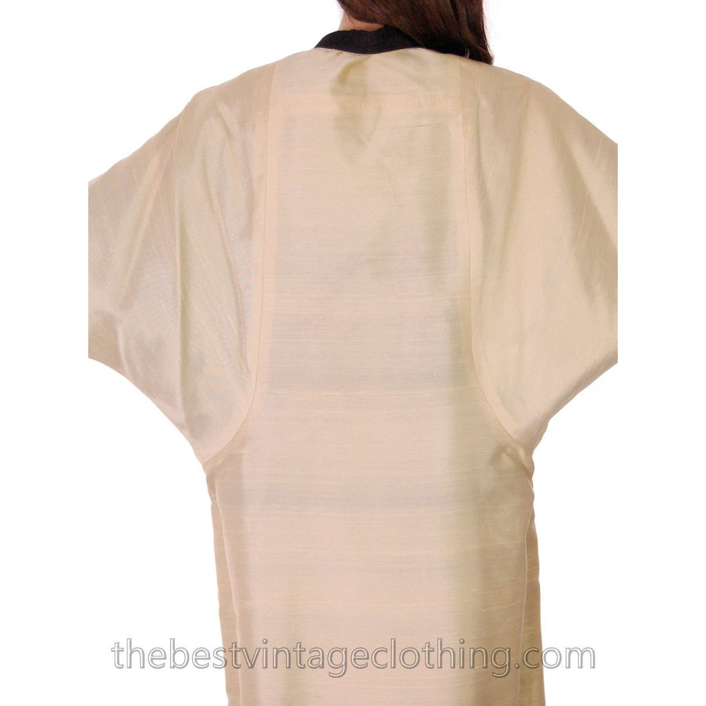 Stunning Vintage 1950s Silk Shantung Cocoon Coat Reversible Black / Cream One Size up to S to L coats The Best Vintage Clothing