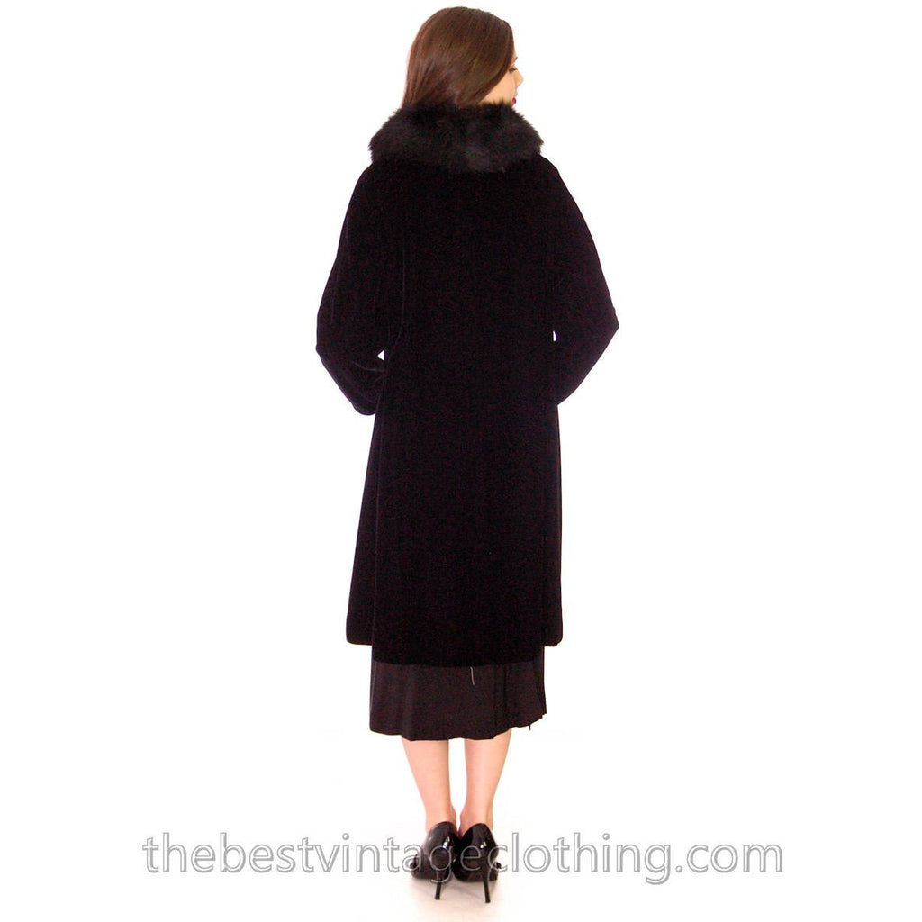 Vintage 1950s Womens Black Velvet Evening Coat Fur Trim Classic Style Fits S M L The Best Vintage Clothing
