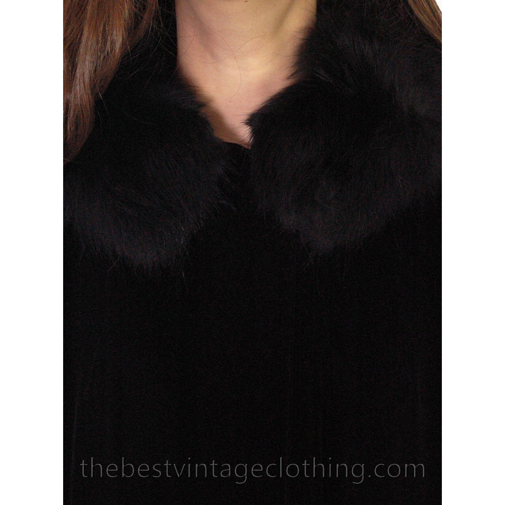 Vintage 1950s Womens Black Velvet Evening Coat Fur Trim Classic Style Fits S M L The Best Vintage Clothing
