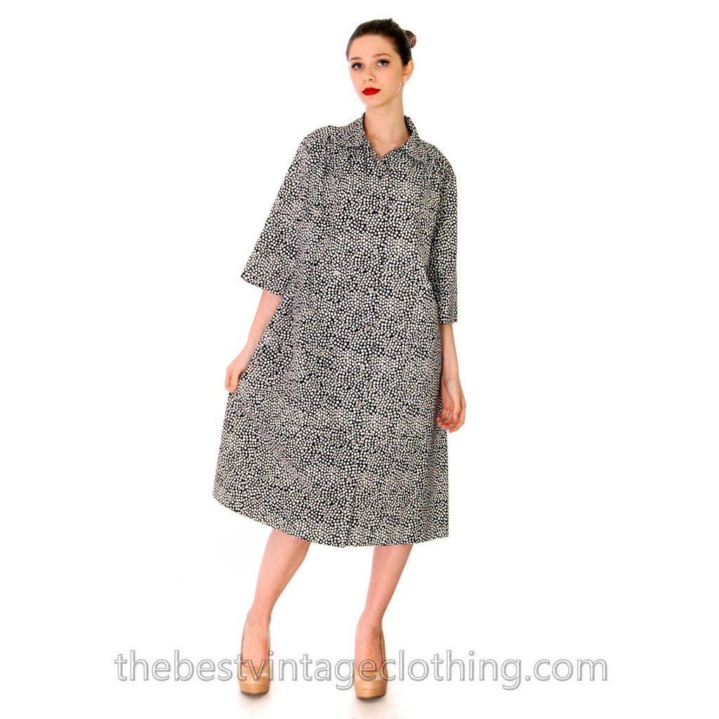 Vintage Marimekko Cotton Shirt Dress Black & White Polka Dots 5 Pockets Sz 10 marimekko The Best Vintage Clothing