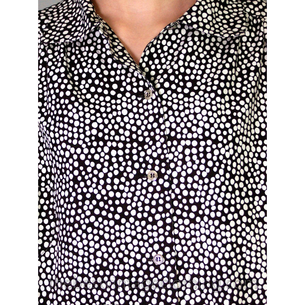 Vintage Marimekko Cotton Shirt Dress Black & White Polka Dots 5 Pockets Sz 10 marimekko The Best Vintage Clothing