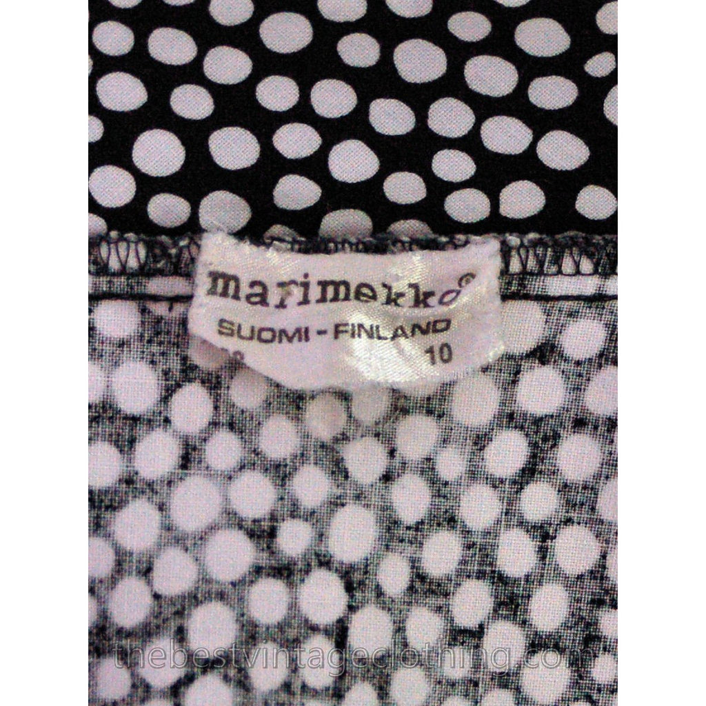 Vintage Marimekko Cotton Shirt Dress Black & White Polka Dots 5 Pockets Sz 10 marimekko The Best Vintage Clothing