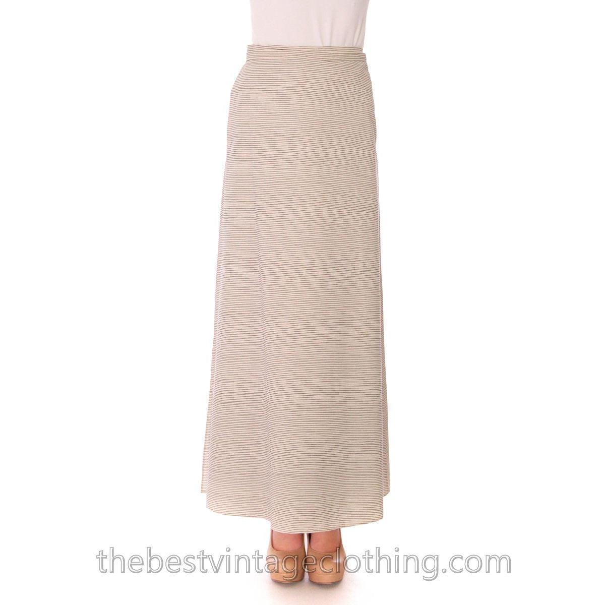 Vintage 1970s Vuokko Striped Wrap Skirt Designer Maxi Black Cream
