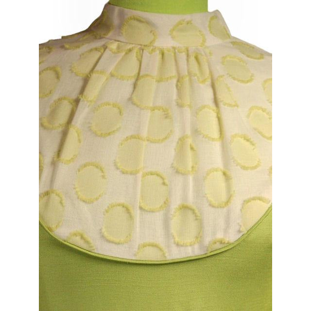 Vintage Dress Lime Green Flocked Balloon Sleeves 1968 Cart2cart vendor-unknown