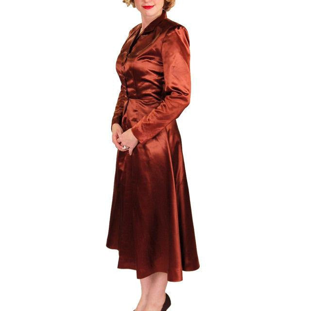 Vintage 1940s Suit Copper Satin A Line Skirt Womens S 36-24-44 New Arrivals The Best Vintage Clothing