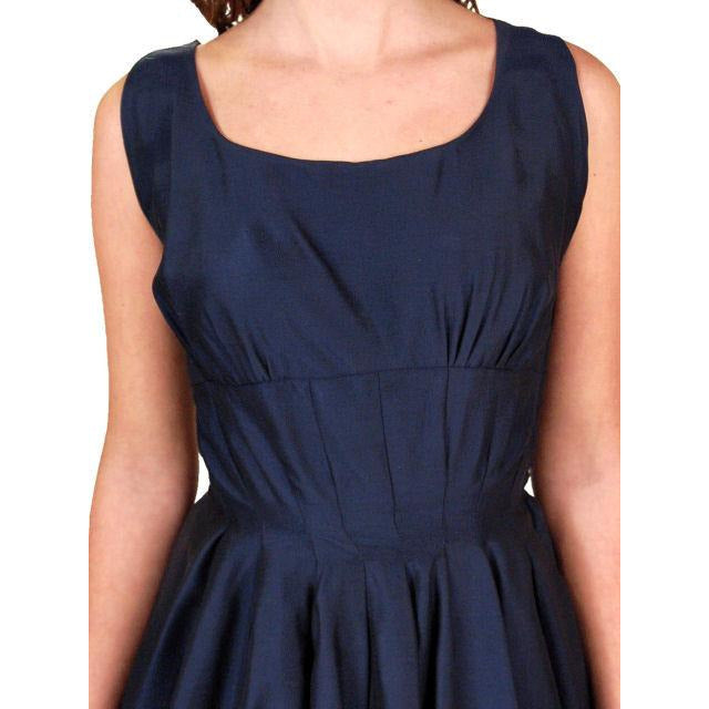 Vintage MCM Navy Day Dress Flattering Lines 1950s Full Skirt 34-24-Free Cart2cart The Best Vintage Clothing