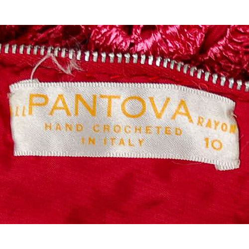 Vintage Dress Hot Pink Pantova Crocheted Rayon Straw Evening Gown 1960S 38-28-38 Cart2cart Pantova