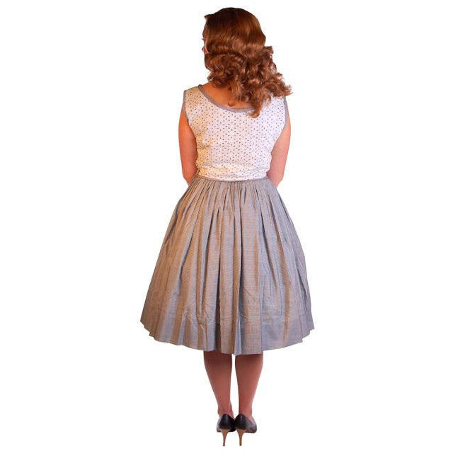 Vintage Black & White Eyelet Day Dress 1950S 38-28-Free Cart2cart The Best Vintage Clothing