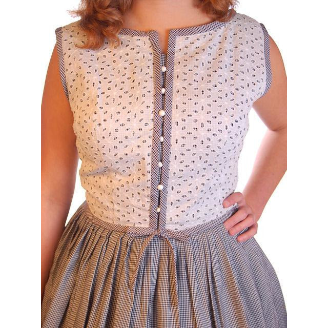 Vintage Black & White Eyelet Day Dress 1950S 38-28-Free Cart2cart The Best Vintage Clothing