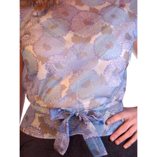Vintage Blouse Sheer Blue Nylon W/ Peplum 1950S 34" Bust Women's The Best Vintage Clothingq
