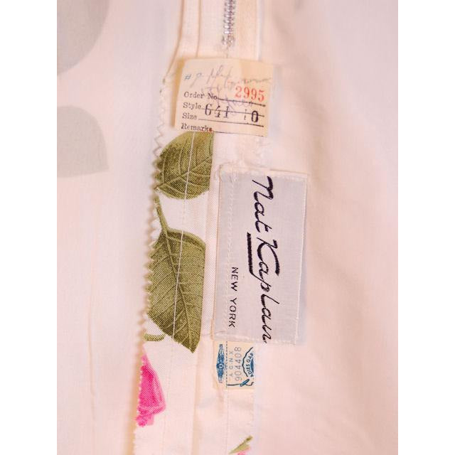 Vintage Fitted Silk Roses Day Dress Nat Kaplan NOS 1950S 34-25-38 Women's Nat Kaplan