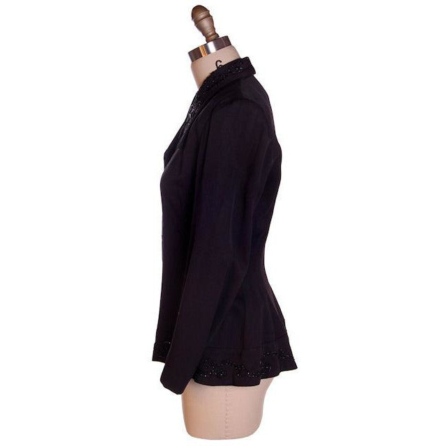 Vintage Beaded Jacket Black Gabardine Stunning 1940S 36" Bust 28" Waist Cart2cart The Best Vintage Clothing