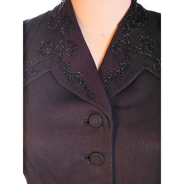 Vintage Beaded Jacket Black Gabardine Stunning 1940S 36" Bust 28" Waist Cart2cart The Best Vintage Clothing