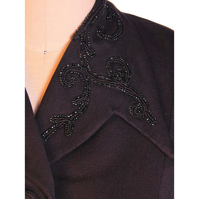 Vintage Beaded Jacket Black Gabardine Stunning 1940S 36" Bust 28" Waist Cart2cart The Best Vintage Clothing