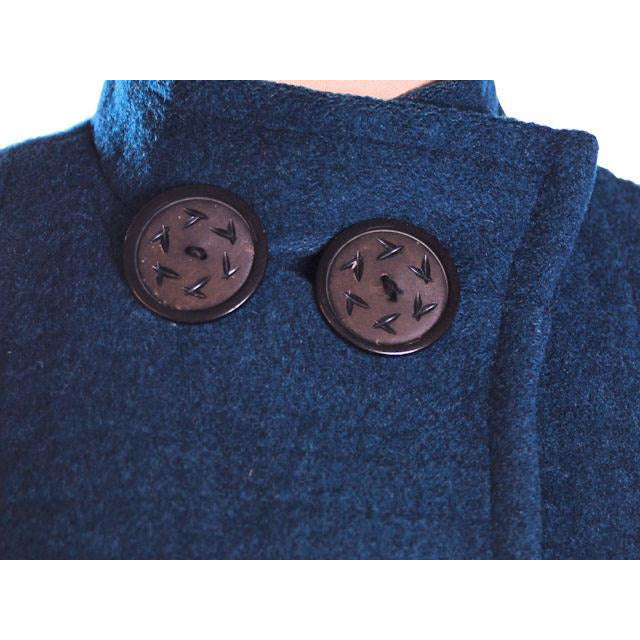 Vintage Textured Wool Coat Deep Turquoise Huge Shoulders 1940S M-L Cart2cart The Best Vintage Clothing