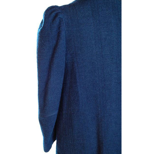 Vintage Textured Wool Coat Deep Turquoise Huge Shoulders 1940S M-L Cart2cart The Best Vintage Clothing