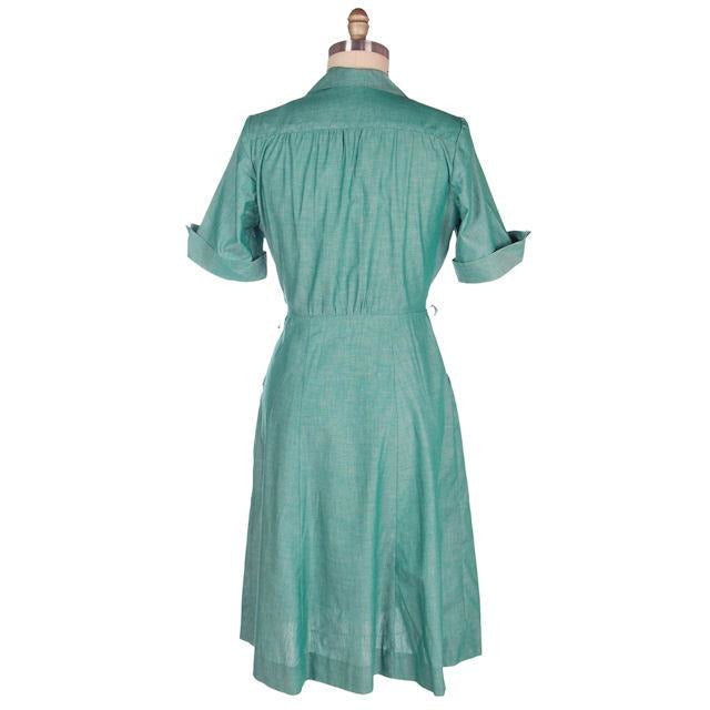Vintage Green Cotton Girl Scout Master Dress NOS 1950s 42-31-46 Women's vendor-unknown