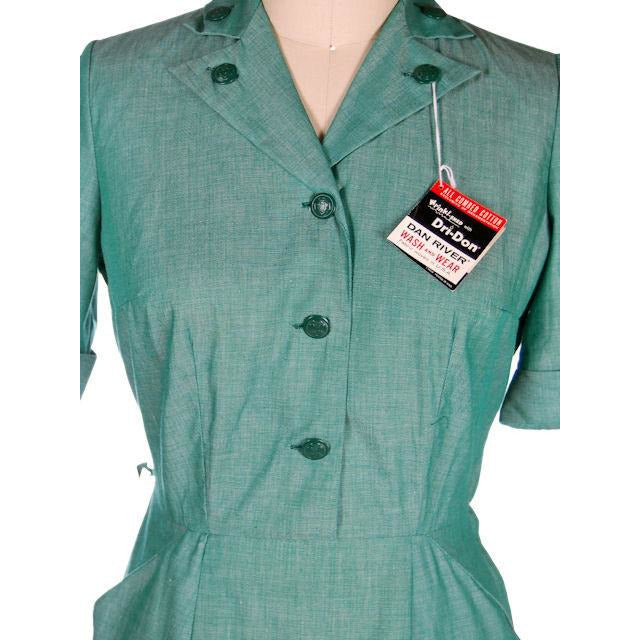 Vintage Green Cotton Girl Scout Master Dress NOS 1950s 42-31-46 Women's vendor-unknown