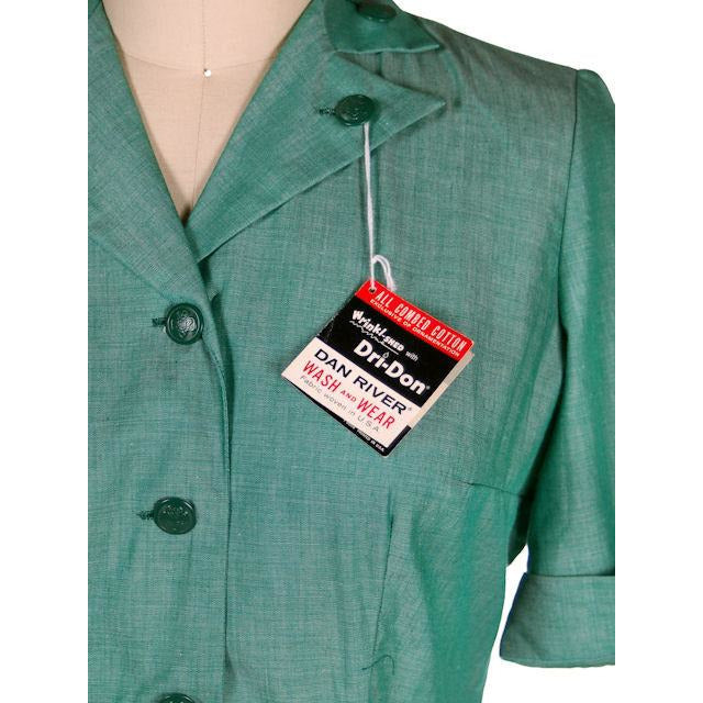 Vintage Green Cotton Girl Scout Master Dress NOS 1950s 42-31-46 Women's vendor-unknown