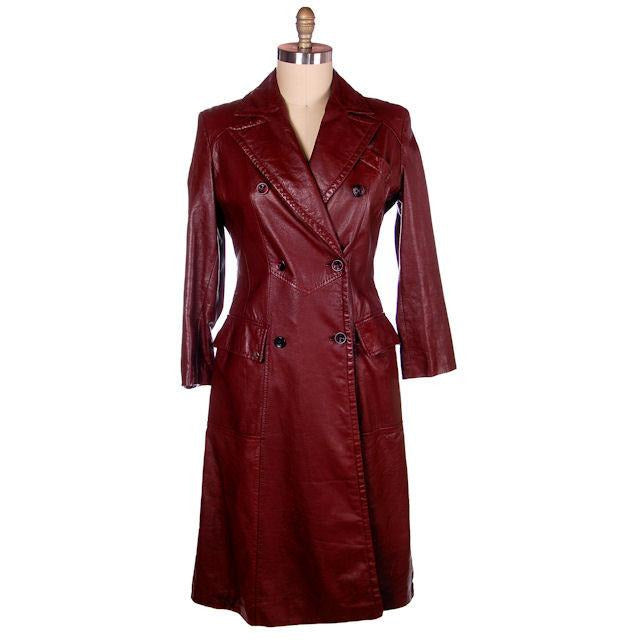 Vintage Etienne Aigner Leather Trench Coat 1970s Size 38 Bust Sz 14 - The Best Vintage Clothing
 - 1