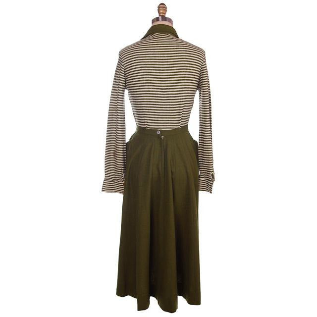 Vintage Knit Top & Matching Skirt Green/White Susan Thomas 1940s New Look 35-26-44 Cart2cart Susan Thomas