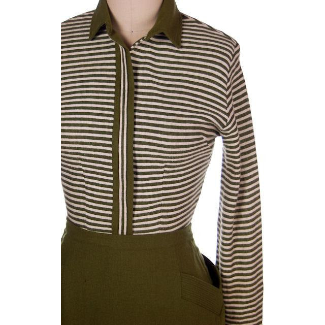 Vintage Knit Top & Matching Skirt Green/White Susan Thomas 1940s New Look 35-26-44 Cart2cart Susan Thomas