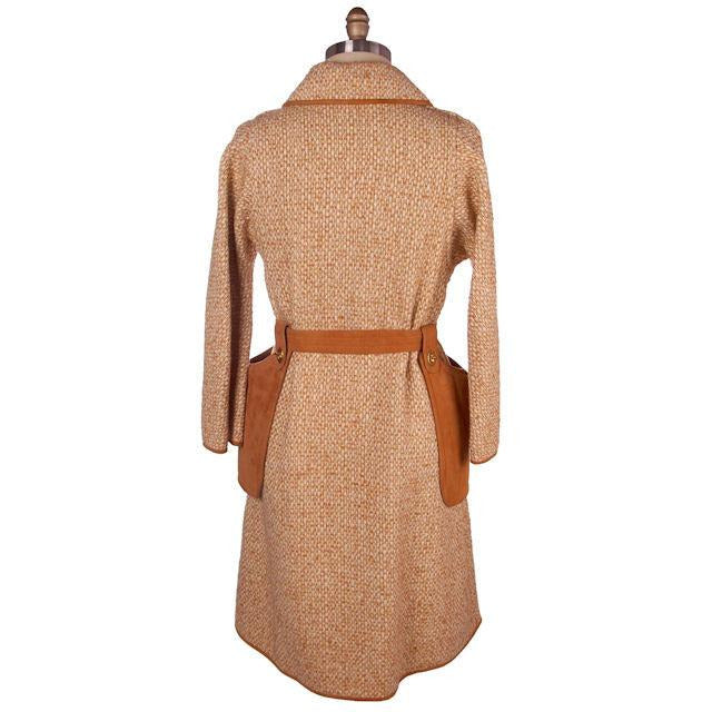 Vintage Ladies Coat Tweed & Leather Great Pockets Bonnie Cashin 1970s Women's,New Arrivals Bonnie Cashin