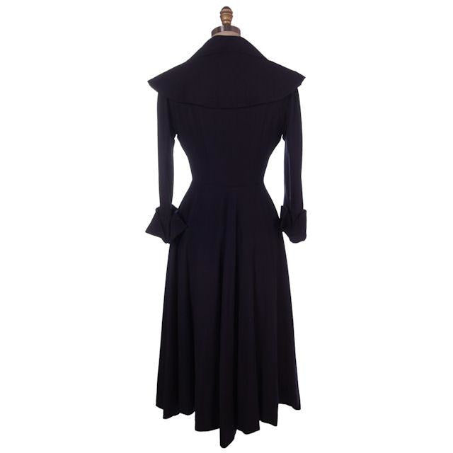 Vintage Navy Blue Crepe Cape Collar Coat Full Skirt Pink Lining 1940s 36-25-Free Women's,New Arrivals Saks Fifth Ave