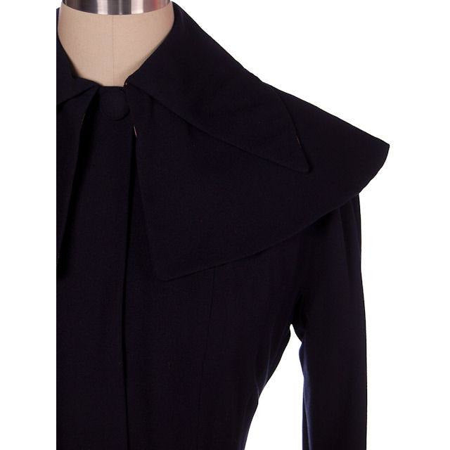Vintage Navy Blue Crepe Cape Collar Coat Full Skirt Pink Lining 1940s 36-25-Free Women's,New Arrivals Saks Fifth Ave