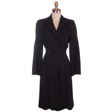 Vintage Ladies Coat Black Faille Lightweight 1940s Unique Front 34-28-38 Women's,New Arrivals The Best Vintage Clothing