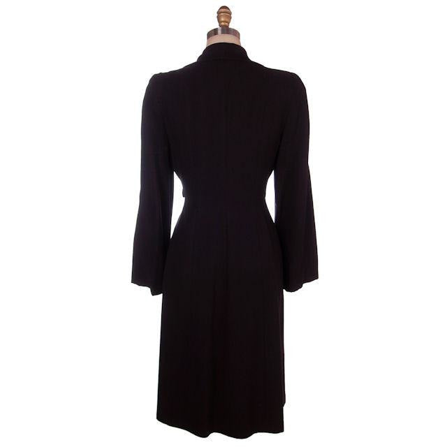 Vintage Ladies Coat Black Faille Lightweight 1940s Unique Front 34-28-38 Women's,New Arrivals The Best Vintage Clothing