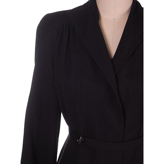 Vintage Ladies Coat Black Faille Lightweight 1940s Unique Front 34-28-38 Women's,New Arrivals The Best Vintage Clothing