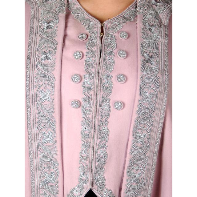 Vintage Pale Pink Titanic Era Cape Wool/Silver Metal Soutache S.Ungar Label RARE Women's vendor-unknown