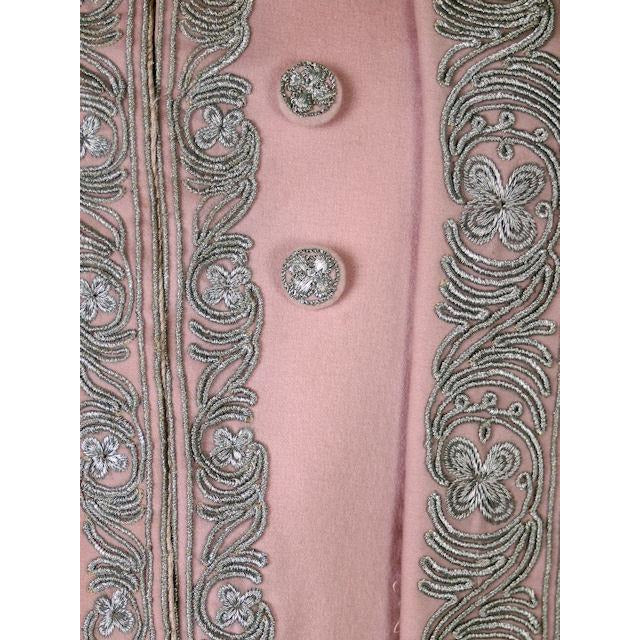Vintage Pale Pink Titanic Era Cape Wool/Silver Metal Soutache S.Ungar Label RARE Women's vendor-unknown